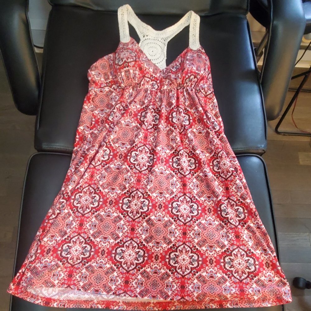 Adorable crochet bandana print dress